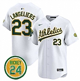 Men's Oakland Athletics #23 Shea Langeliers White 2024 Home Limited With Rickey Henderson Patch Stitched Jersey Dzhi,baseball caps,new era cap wholesale,wholesale hats